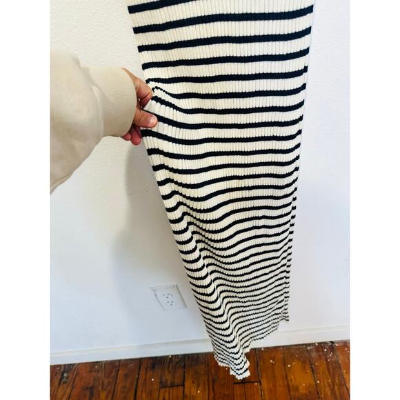RIXO Blue White Antibes Stripe Ribbed Collared Ties Necklines Maxi Dress Size 8 - Picture 11 of 16